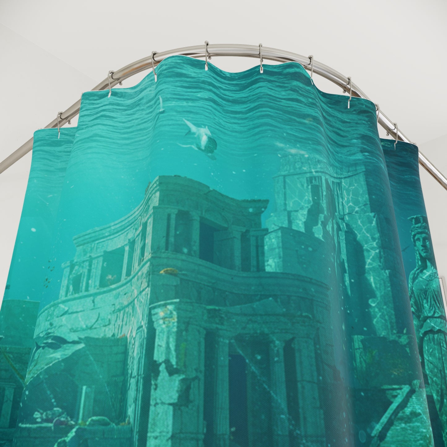 Atlantis Unveiled: Edgy Waters Shower Curtain