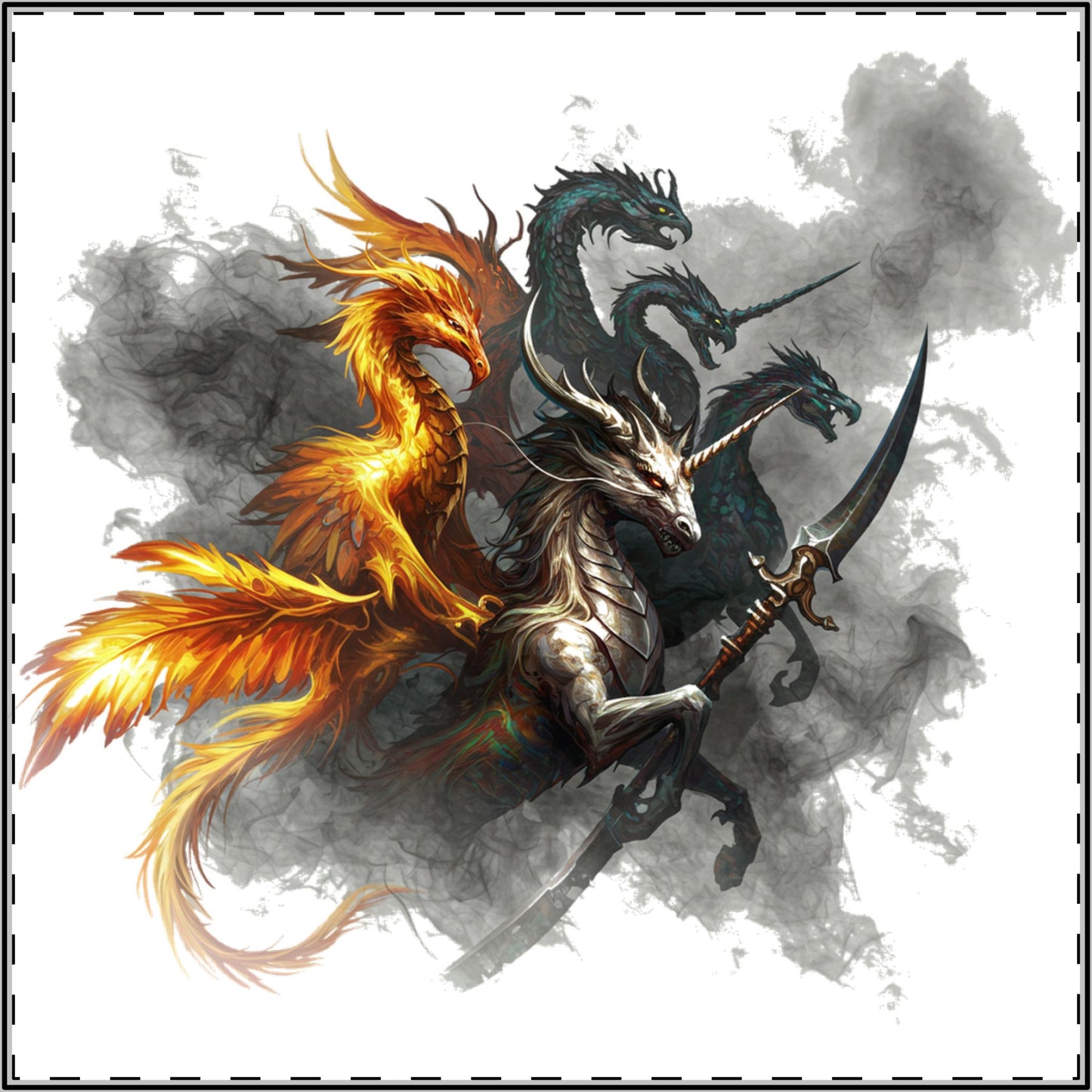 Mystic Beasts Unleashed: Edgy Satin Poster