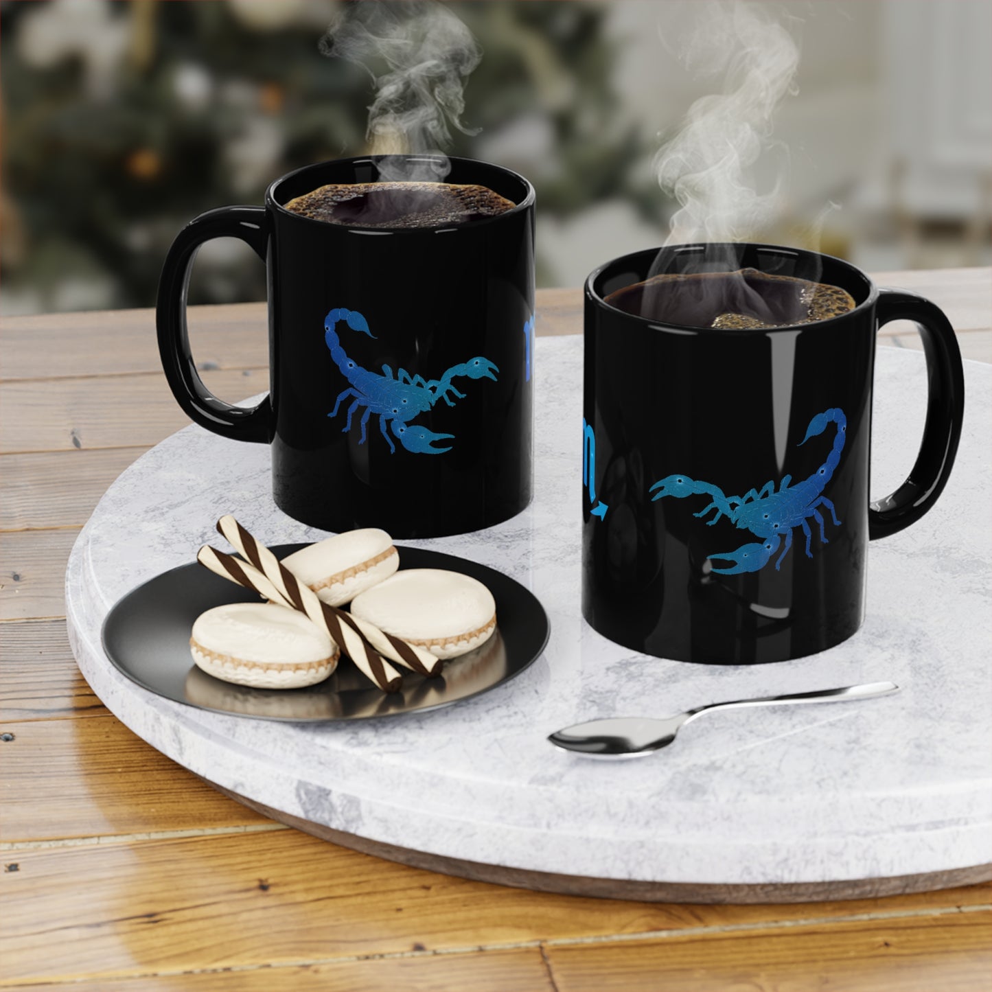 Scorpio Zodiac Coffee Mug, Astrology Gift, 11oz Black Mug for Horoscope Lovers, Scorpion Design, Personalized Coffee Cup