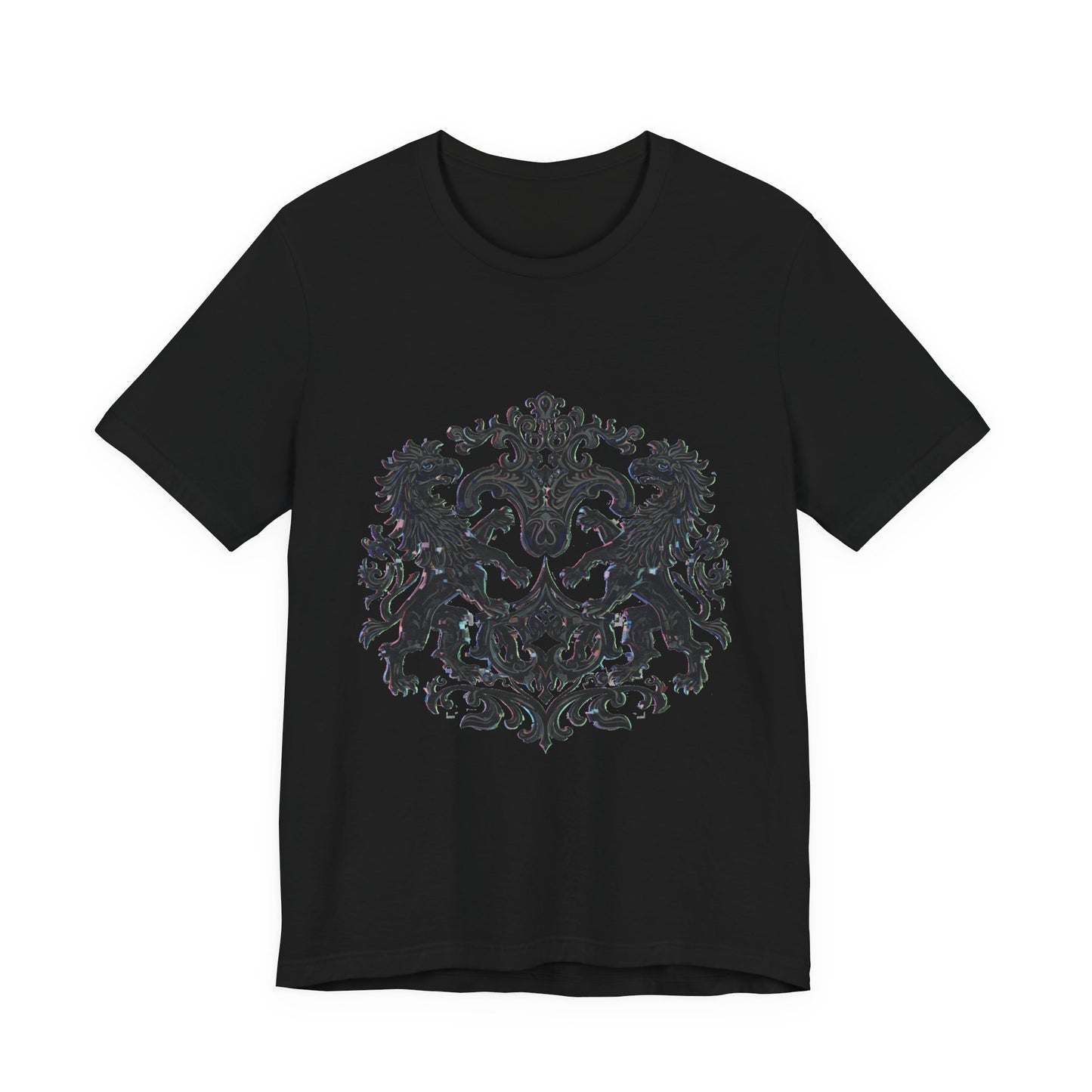 Trendsetter Glitch Heraldry Tee – Unleash Your Unique Style!
