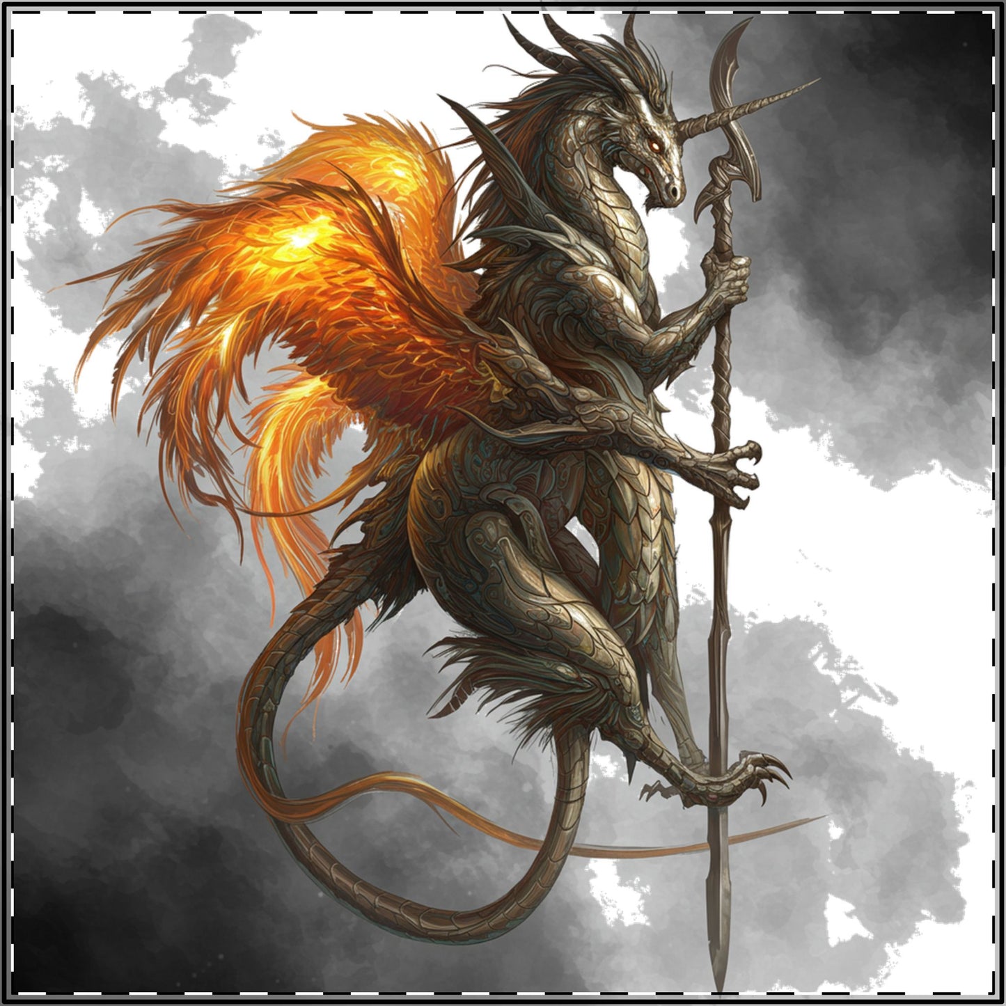 Mythical Beasts Unleashed: Edgy Satin Poster