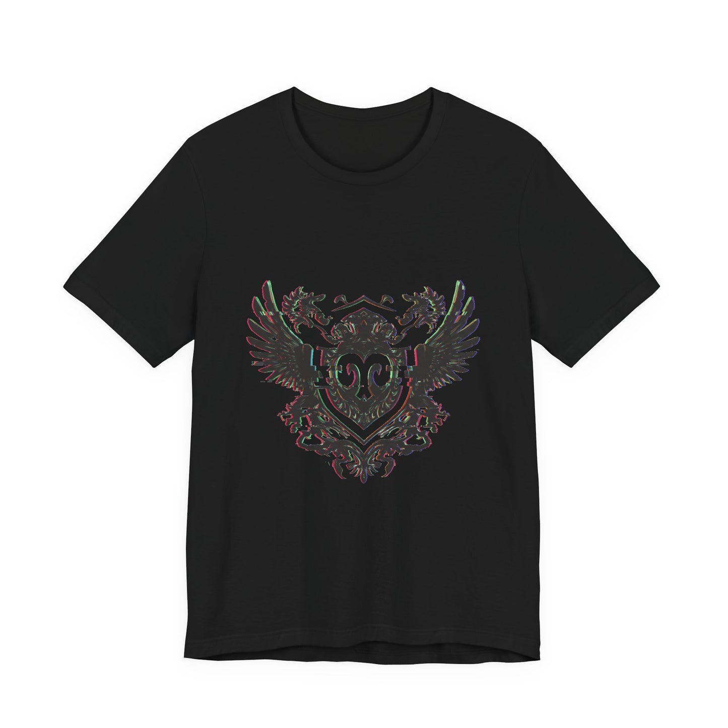 Glitch Heraldry Fusion Tee - Trendy Unisex Style