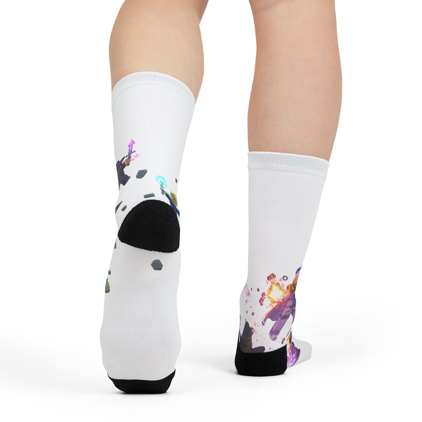 Pixel Power Rush: Edgy Voxel Character Crew Socks