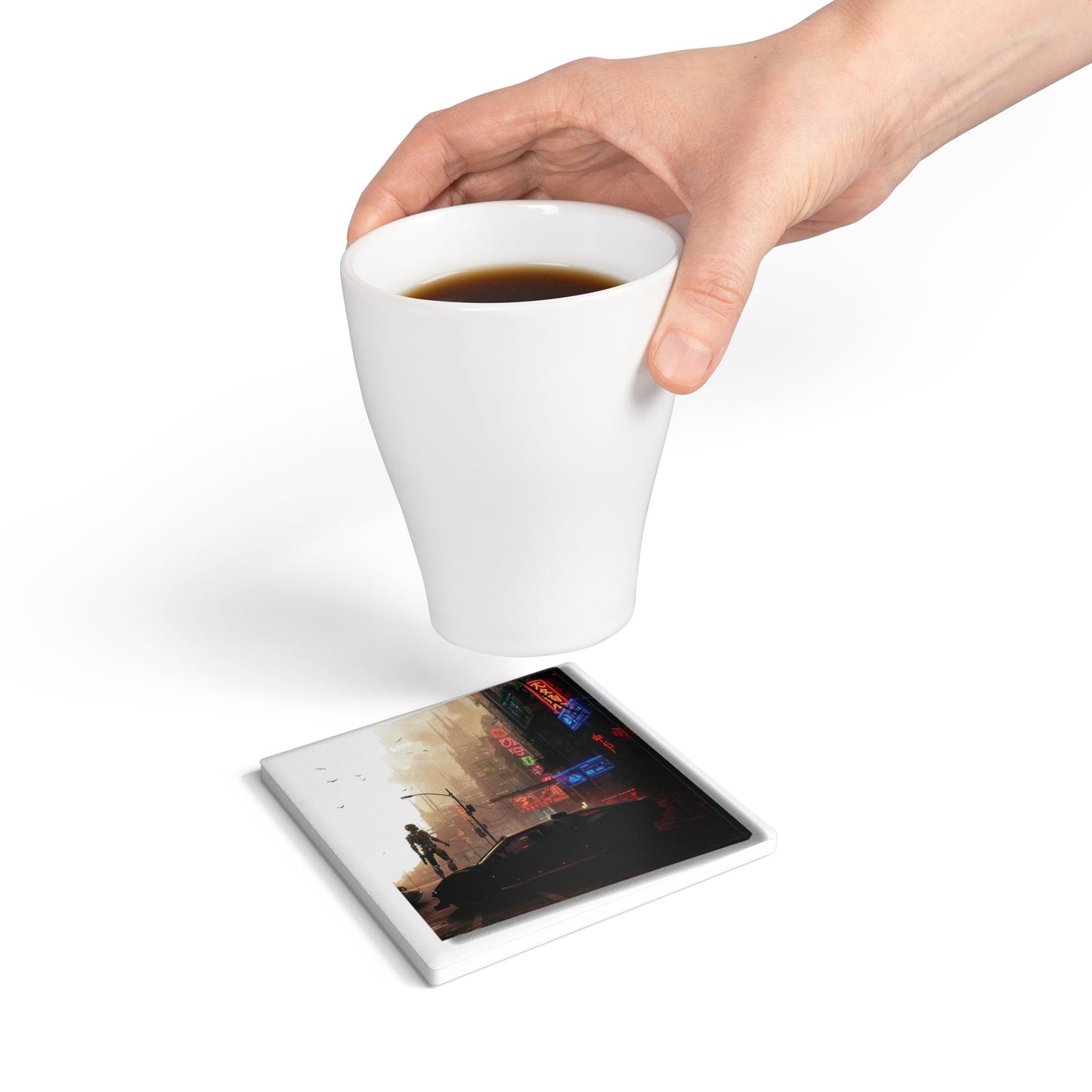 Cyberpunk Dreams Ceramic Coaster – Casual Style #13