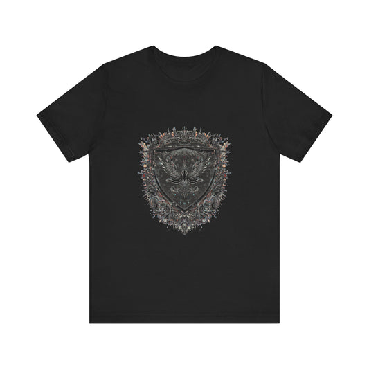 Glitch Heraldry Fusion Tee - Trendy Unisex Style
