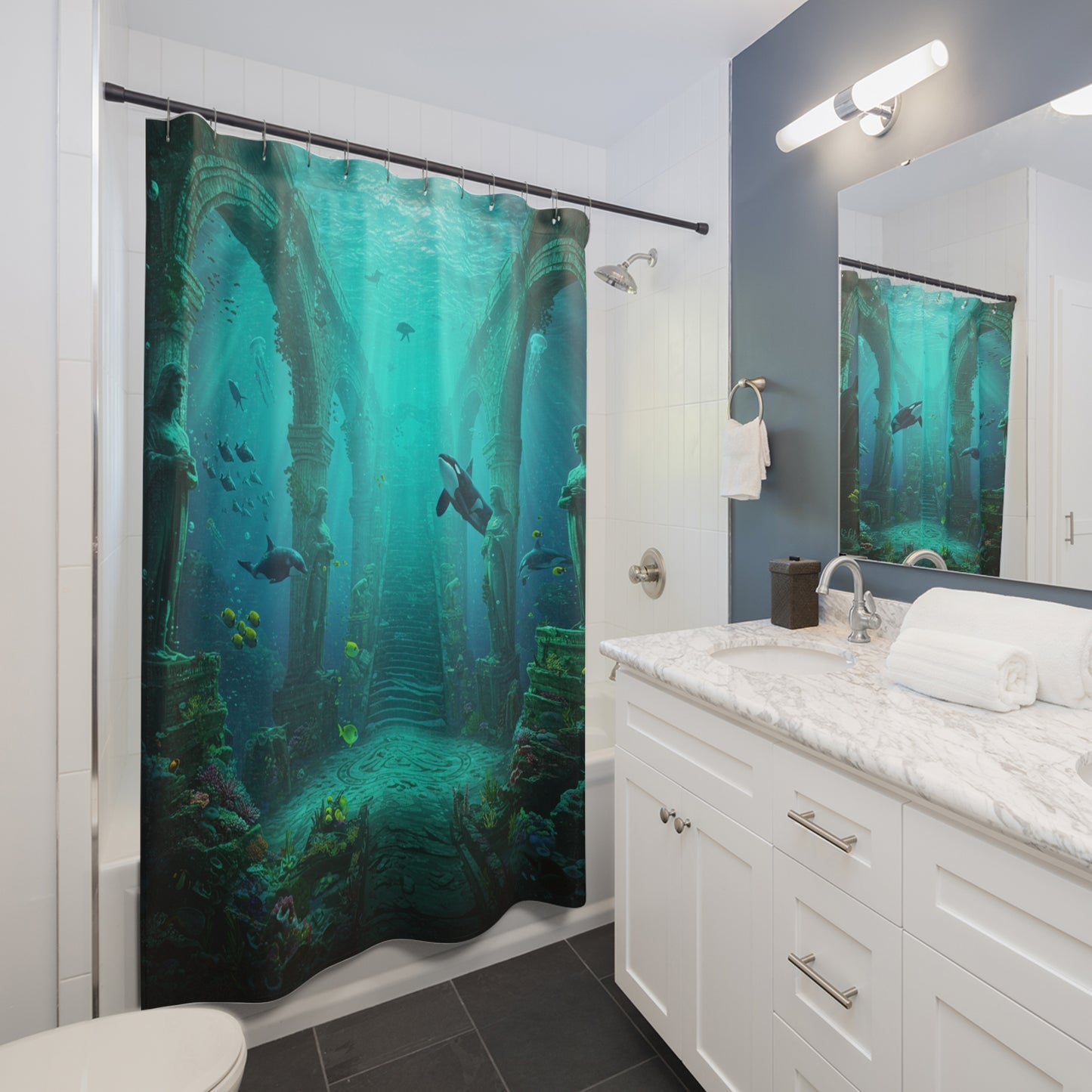 Atlantis Edge: Dive into Mystery Shower Curtain