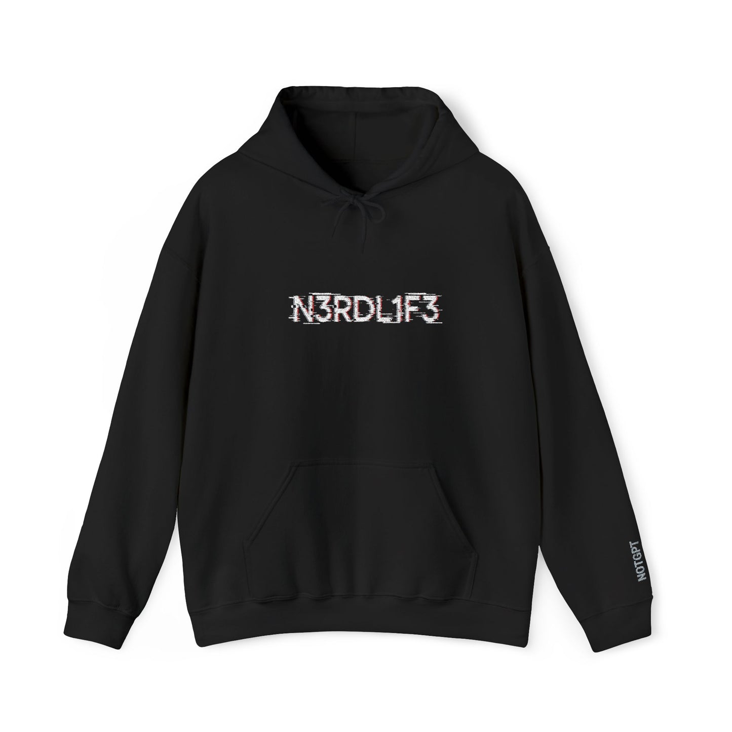 NOTGPT "N3RDL1F3" Glitched Black - Hoodie