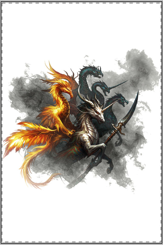 Mystic Beasts Unleashed: Edgy Satin Poster