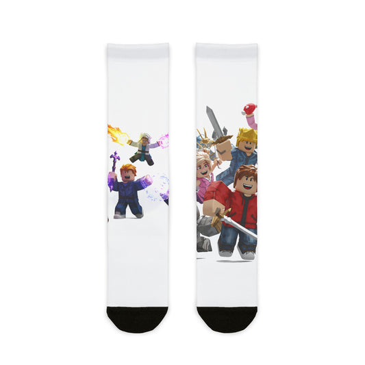Voxel Vibe Edge: Unique Character Fusion Crew Socks