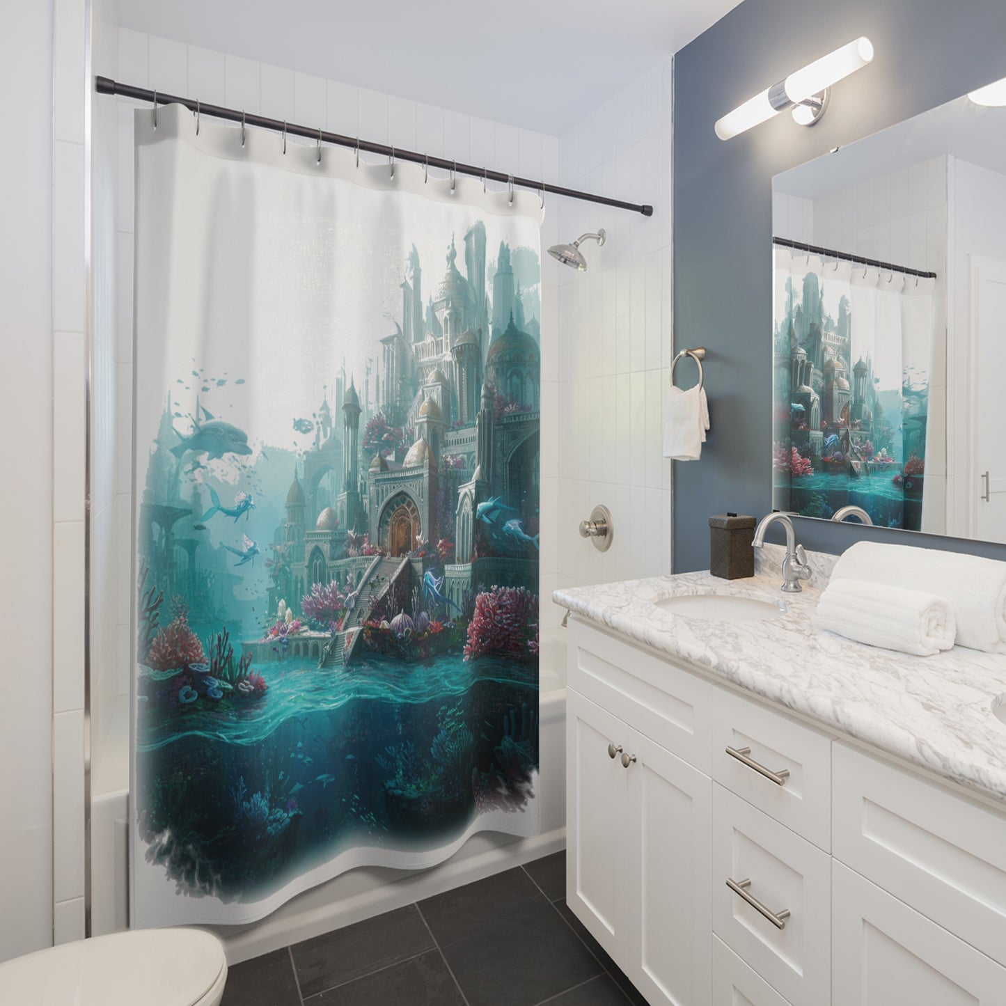 Mystic Atlantean Epic Shower Curtain - Edgy Fantasy Style