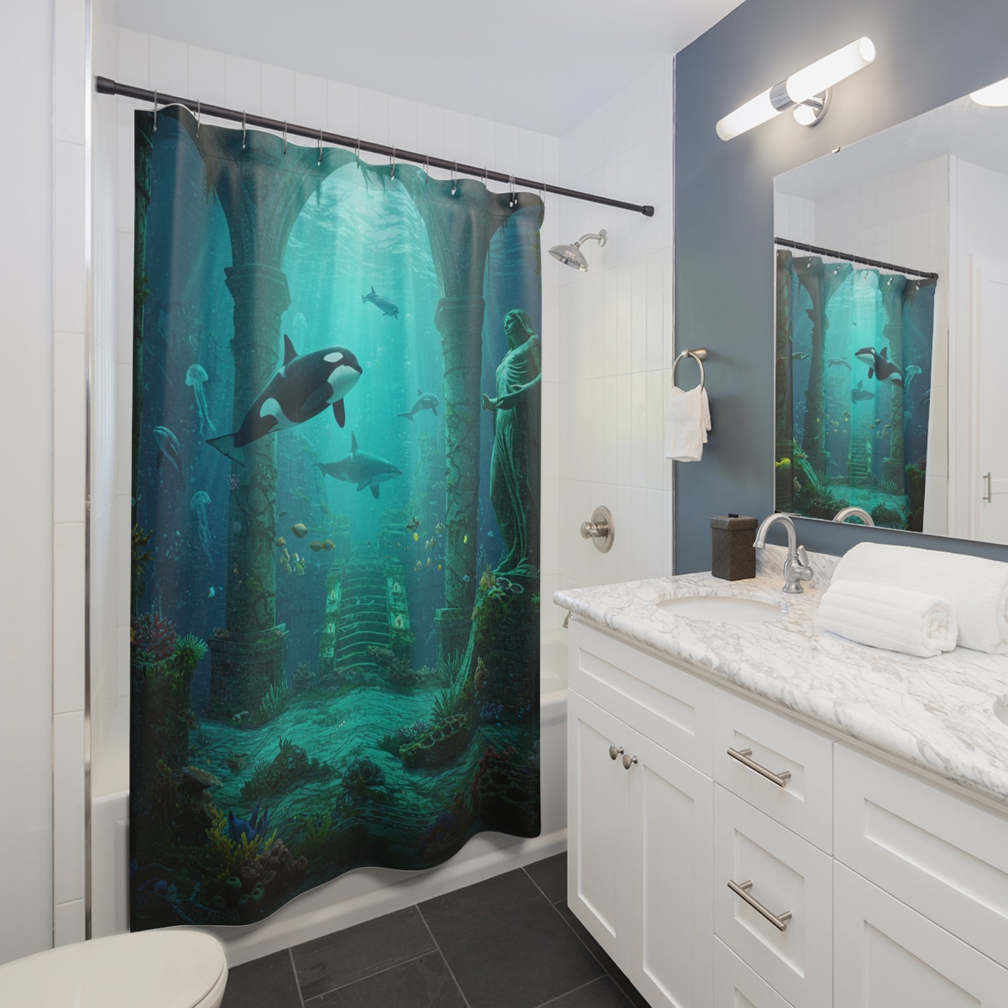 Atlantis Edge: Dive into Mystery Shower Curtain