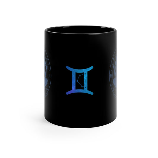 Gemini Zodiac Black Coffee Mug, Astrology Gift, 11oz Horoscope Mug, Celestial Decor, Unique Star Sign Mug, Birthday Gift for Gemini