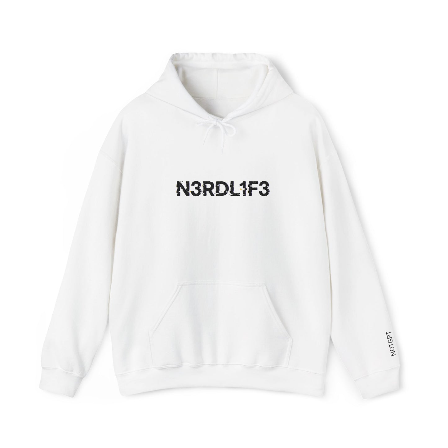NOTGPT "N3RDL1F3" Glitched White - Hoodie