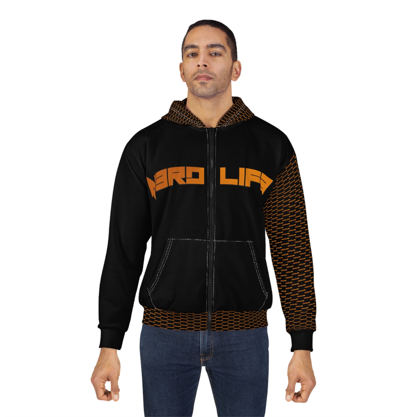 N3RDL1F3 - Orange Swag - Zip Up Hoodie - All-over Print