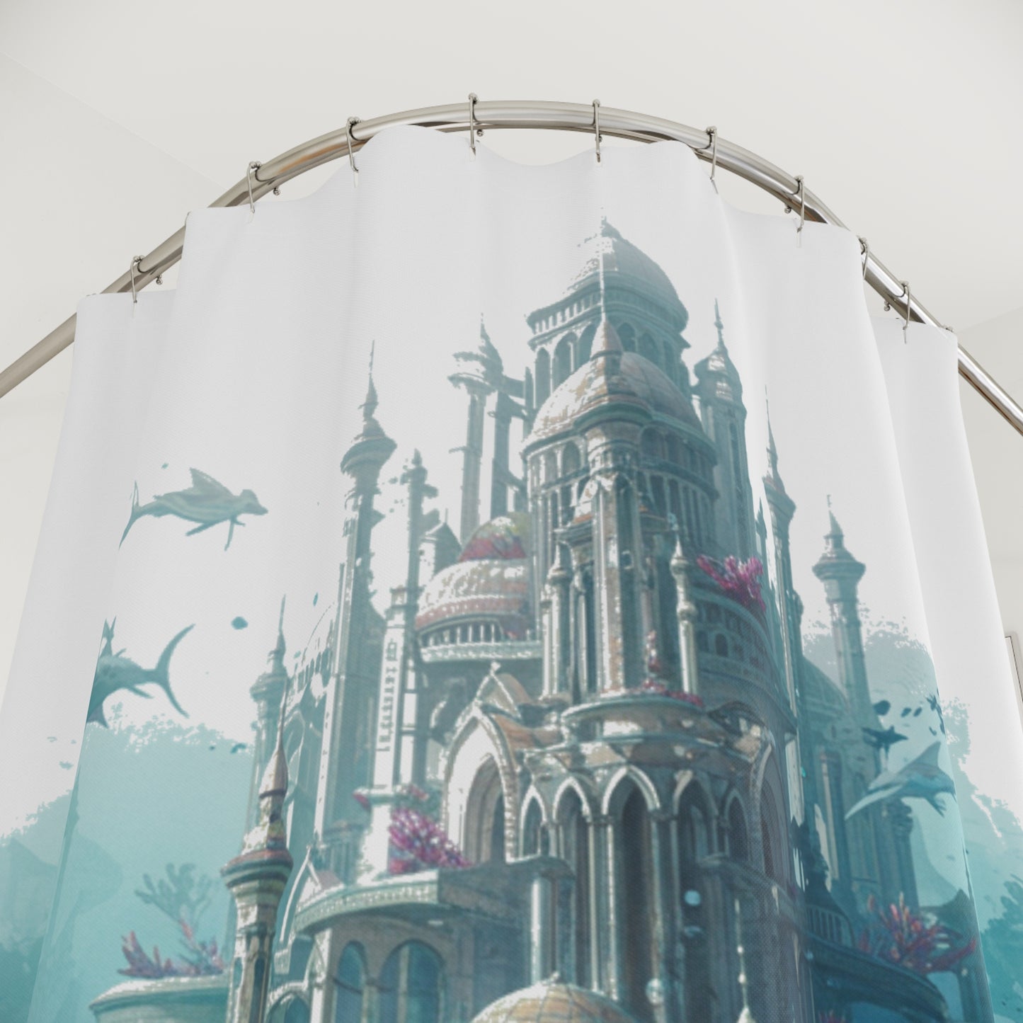 Mystic Atlan Waves Edgy Shower Curtain