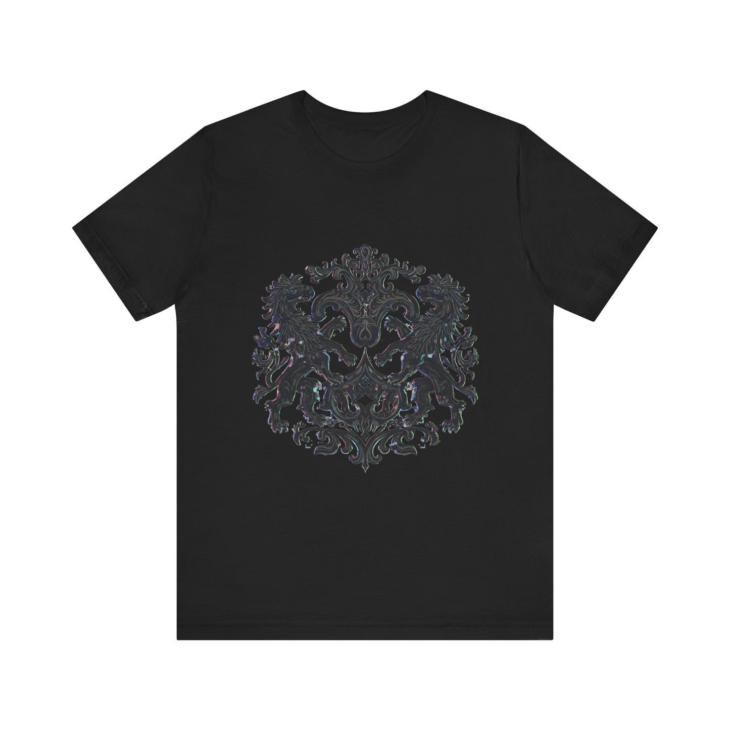 Trendsetter Glitch Heraldry Tee – Unleash Your Unique Style!