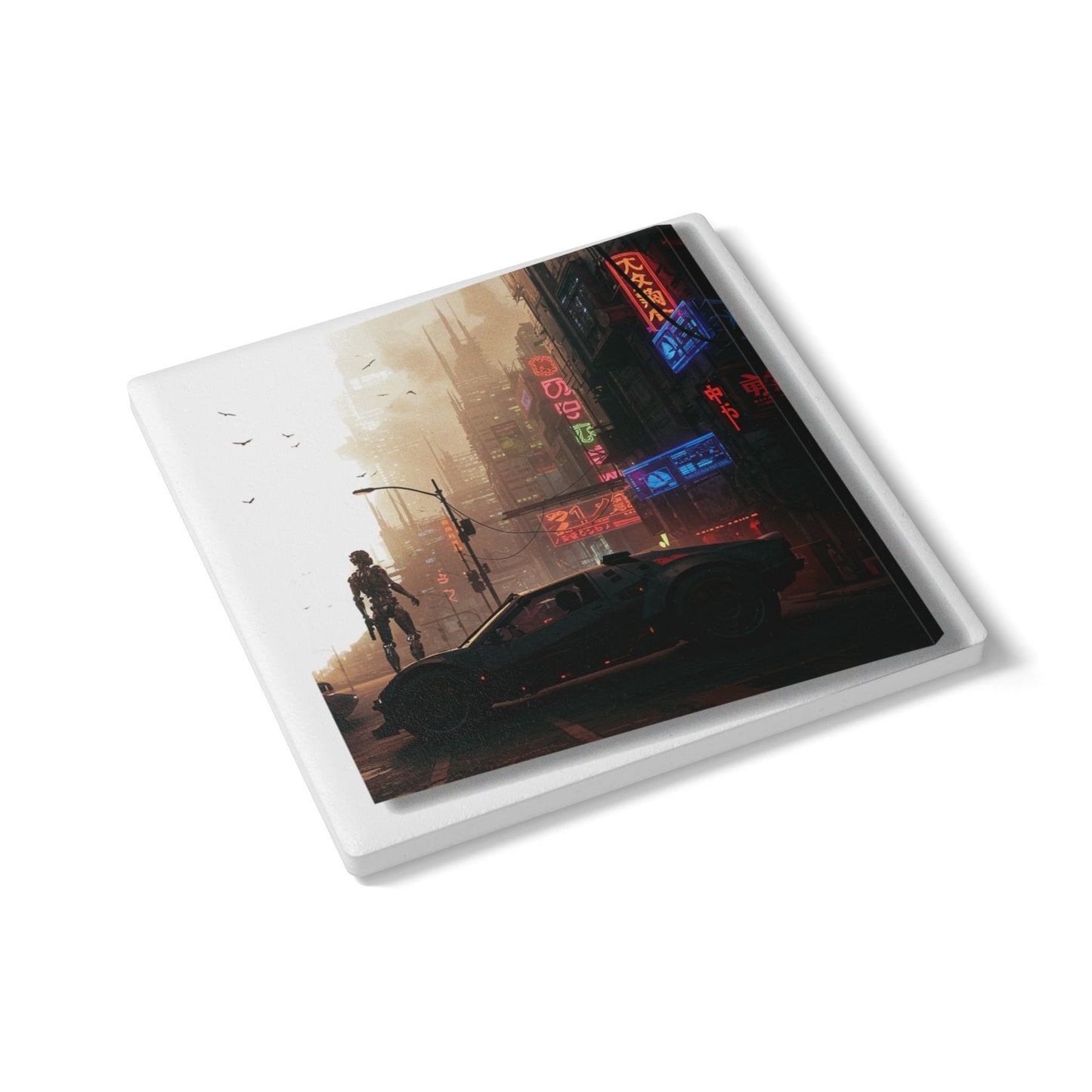 Cyberpunk Dreams Ceramic Coaster – Casual Style #13