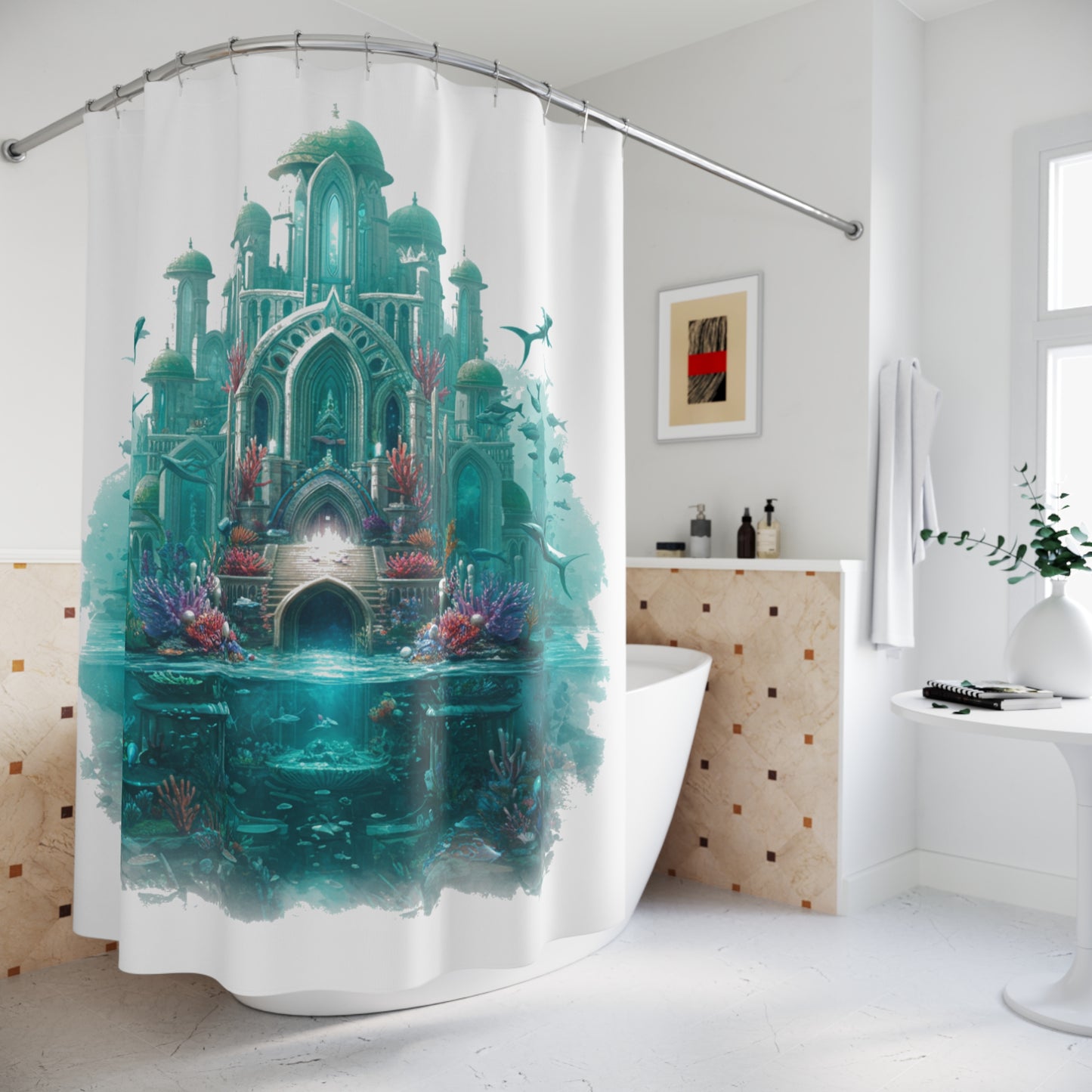 Mystic Atlan Realms Shower Curtain - Edgy Fantasy Design