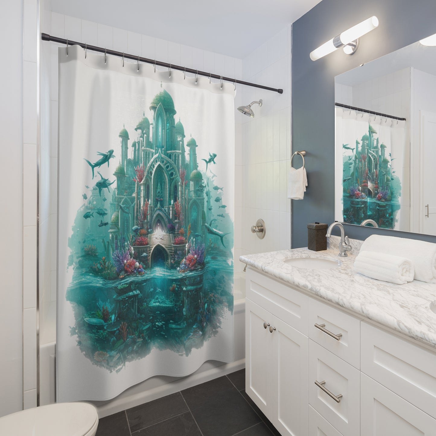 Mystic Atlan Realms Shower Curtain - Edgy Fantasy Design