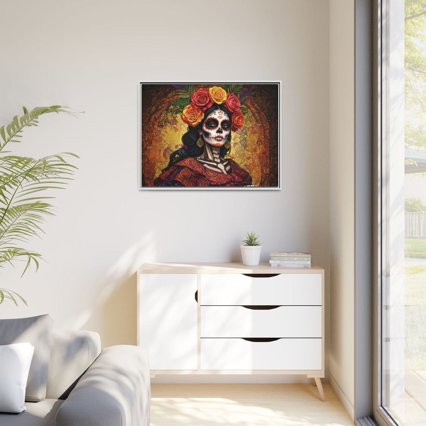 LaCatrina Elegance: Multi-Color Framed Matte Canvas Art
