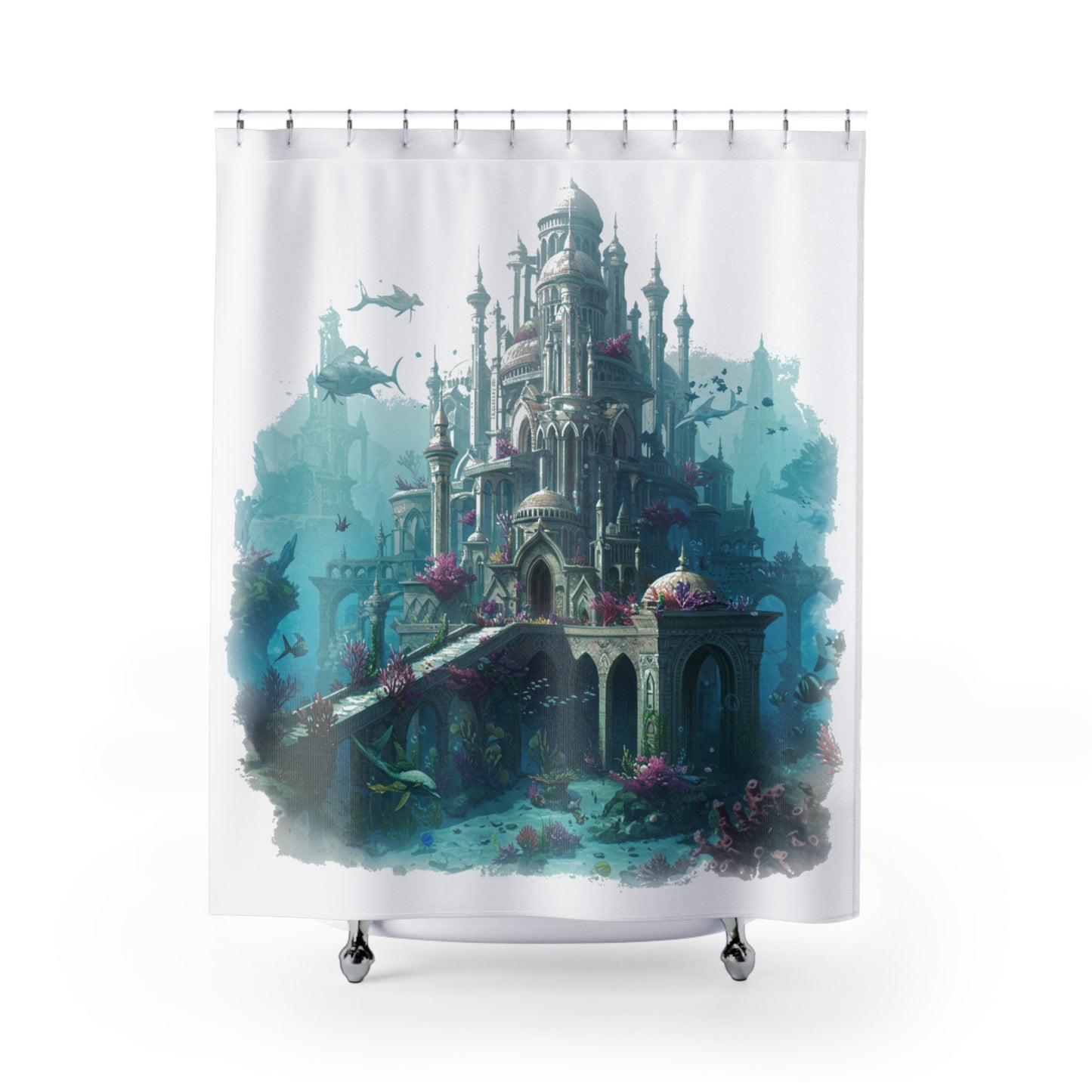 Mystic Atlan Waves Edgy Shower Curtain