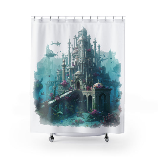 Mystic Atlan Waves Edgy Shower Curtain