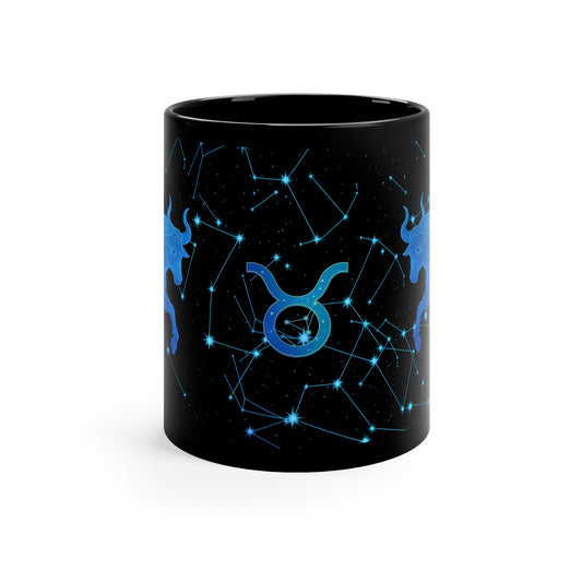 Starry Night Edition - Zodiac Taurus Coffee Mug, Astrology Gift, Horoscope Mug, Black 11oz Mug, Star Sign Present