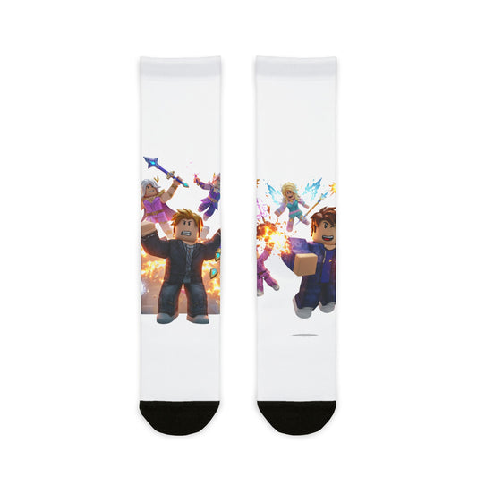 Pixel Powerhouse Crew Socks - Edgy Voxel Design