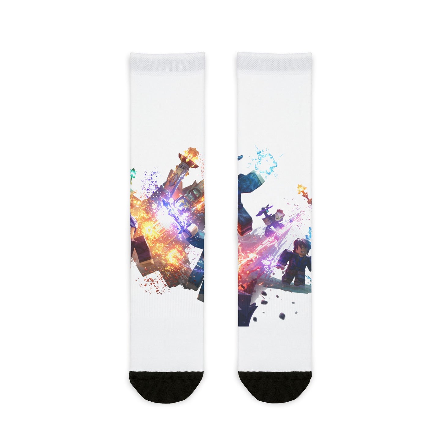 Pixel Power Punch Crew Socks - Edgy Voxel Mashup