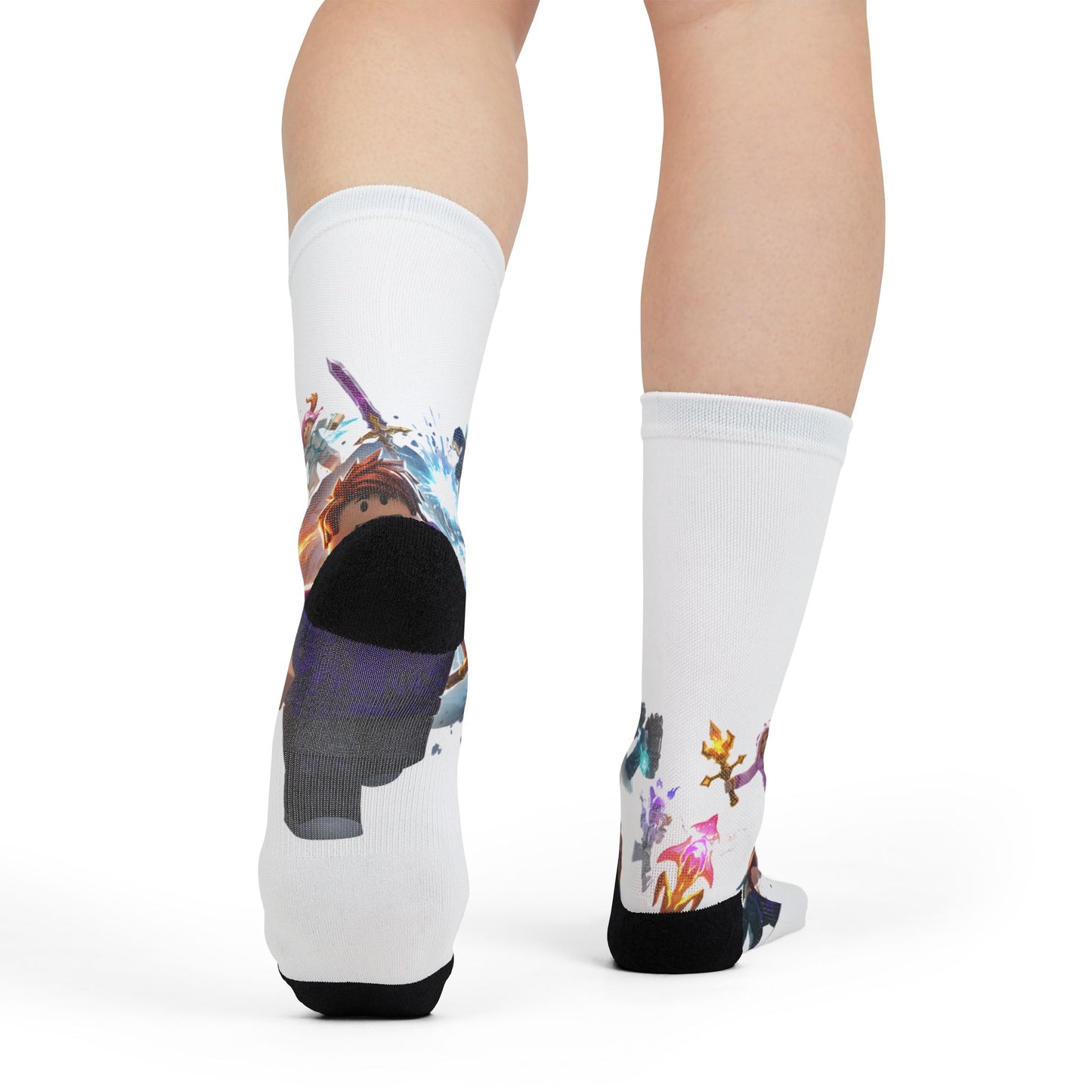 Pixel Power Punch Crew Socks - Edgy Voxel Mashup