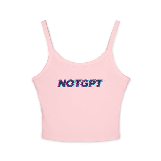 NOTGPT Pink Glitched - Spaghetti Strap Tank Top