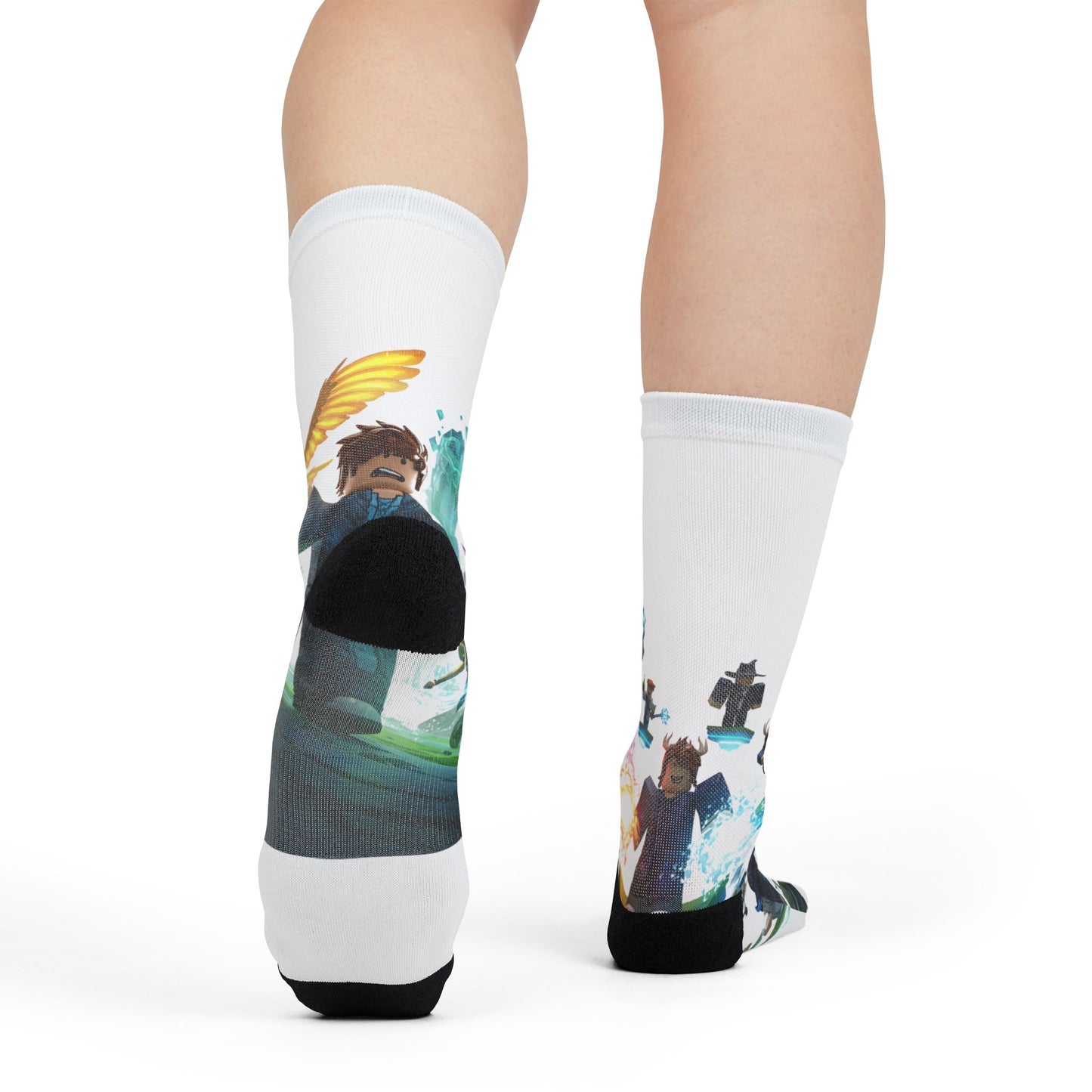 Pixel Power Blast Crew Socks: Edgy Voxel Mashup