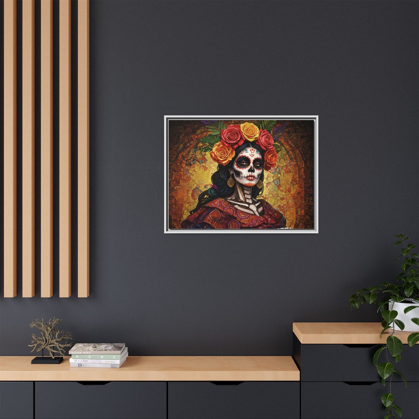 LaCatrina Elegance: Multi-Color Framed Matte Canvas Art