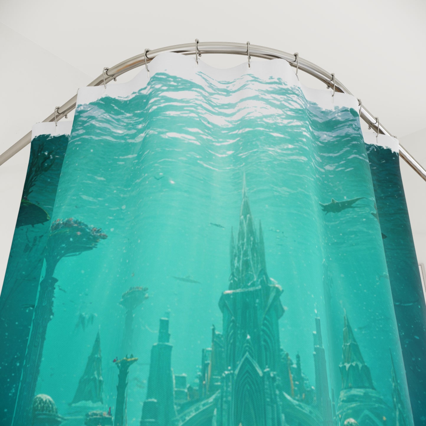 Mystic Atlan Fantasy Shower Curtain: Edgy Realm Edition