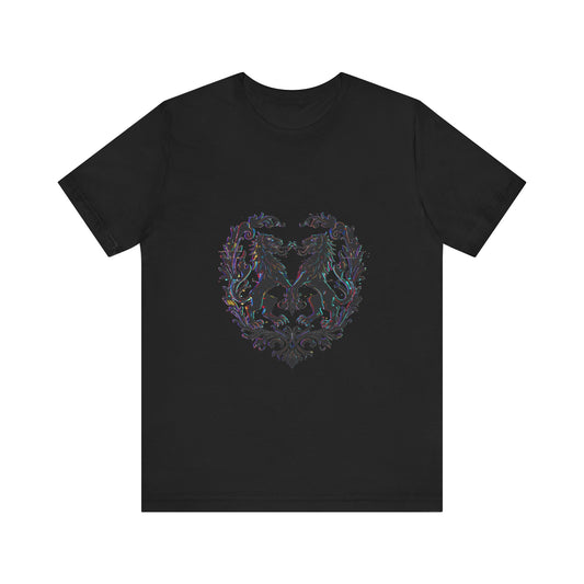 Glitch Heraldry Unisex Tee: Trendy Fusion Style