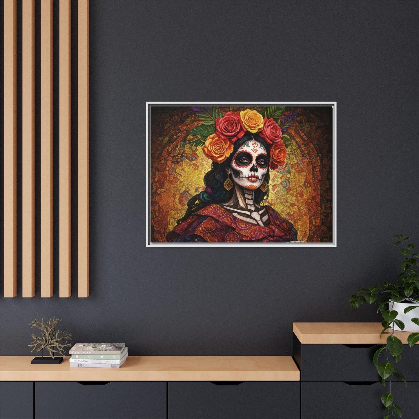 LaCatrina Elegance: Multi-Color Framed Matte Canvas Art