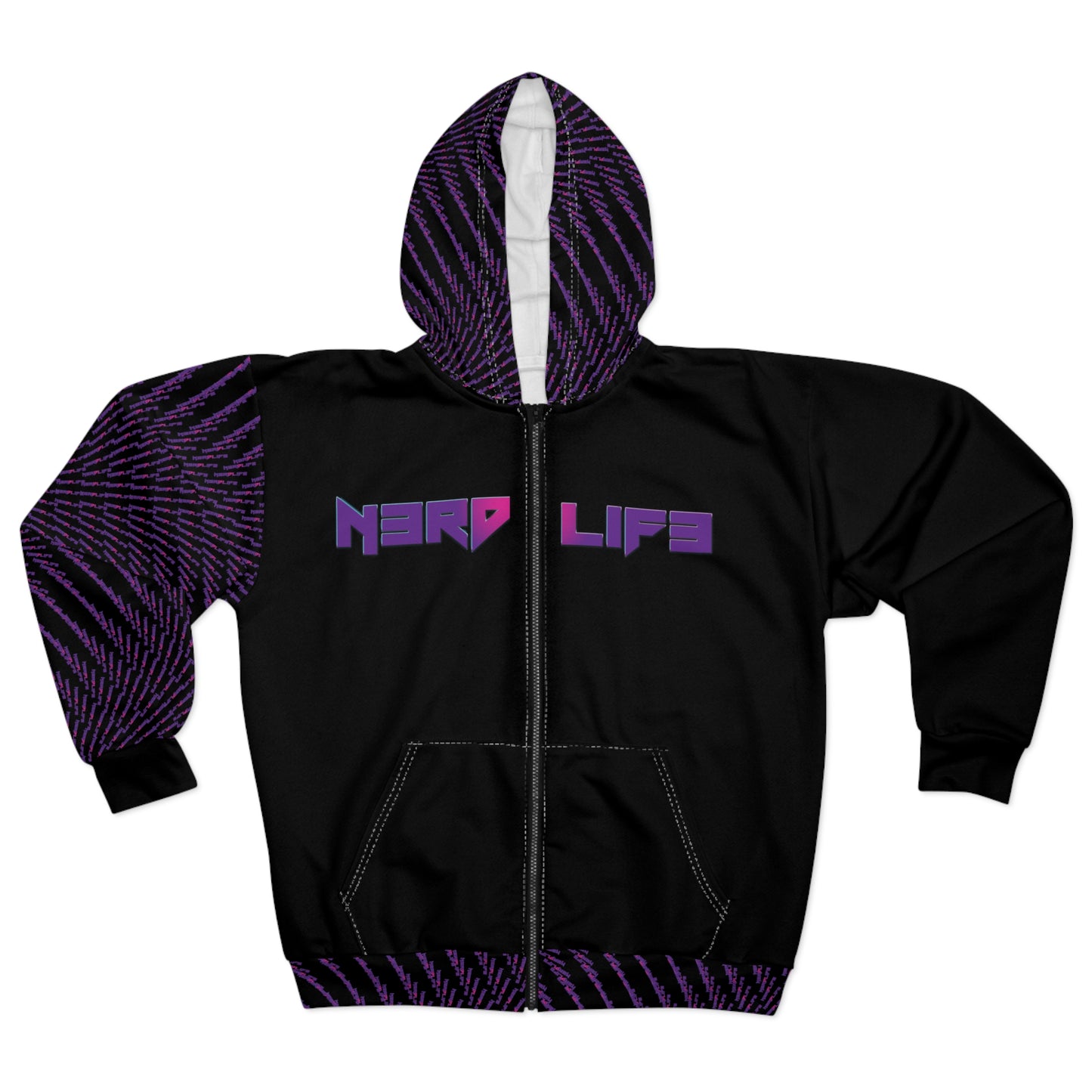 N3RDL1F3 - Purple Swag - Zip Up Hoodie - All-over Print