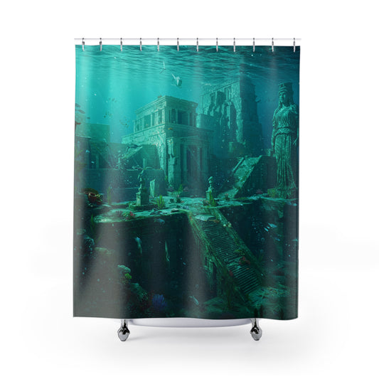 Atlantis Unveiled: Edgy Waters Shower Curtain