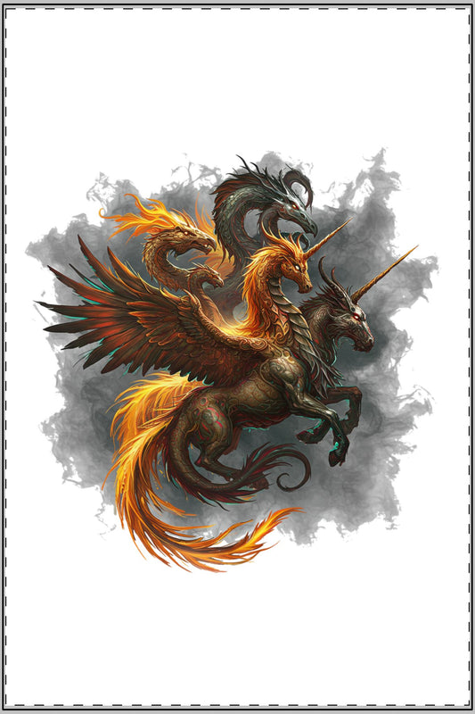 Mythical Shadows: Edgy Beasts Satin Poster