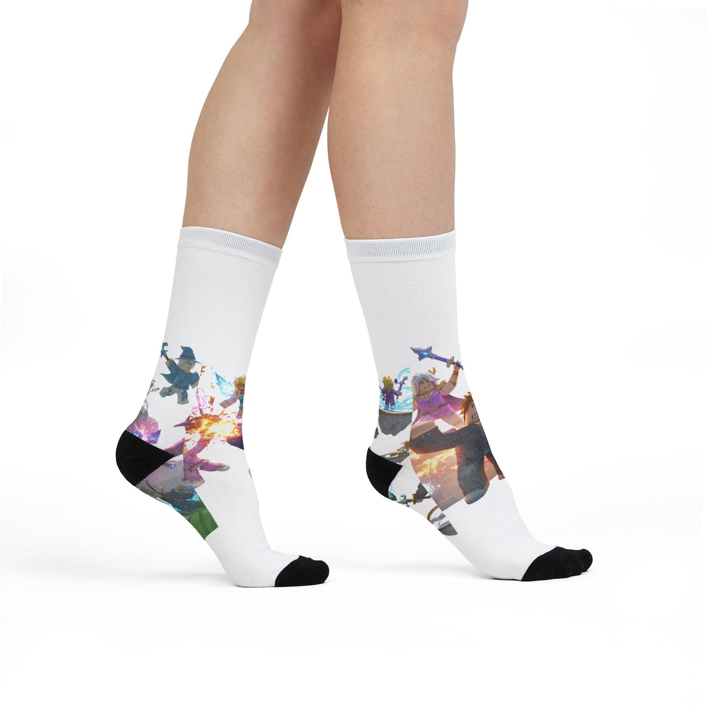 Pixel Powerhouse Crew Socks - Edgy Voxel Design