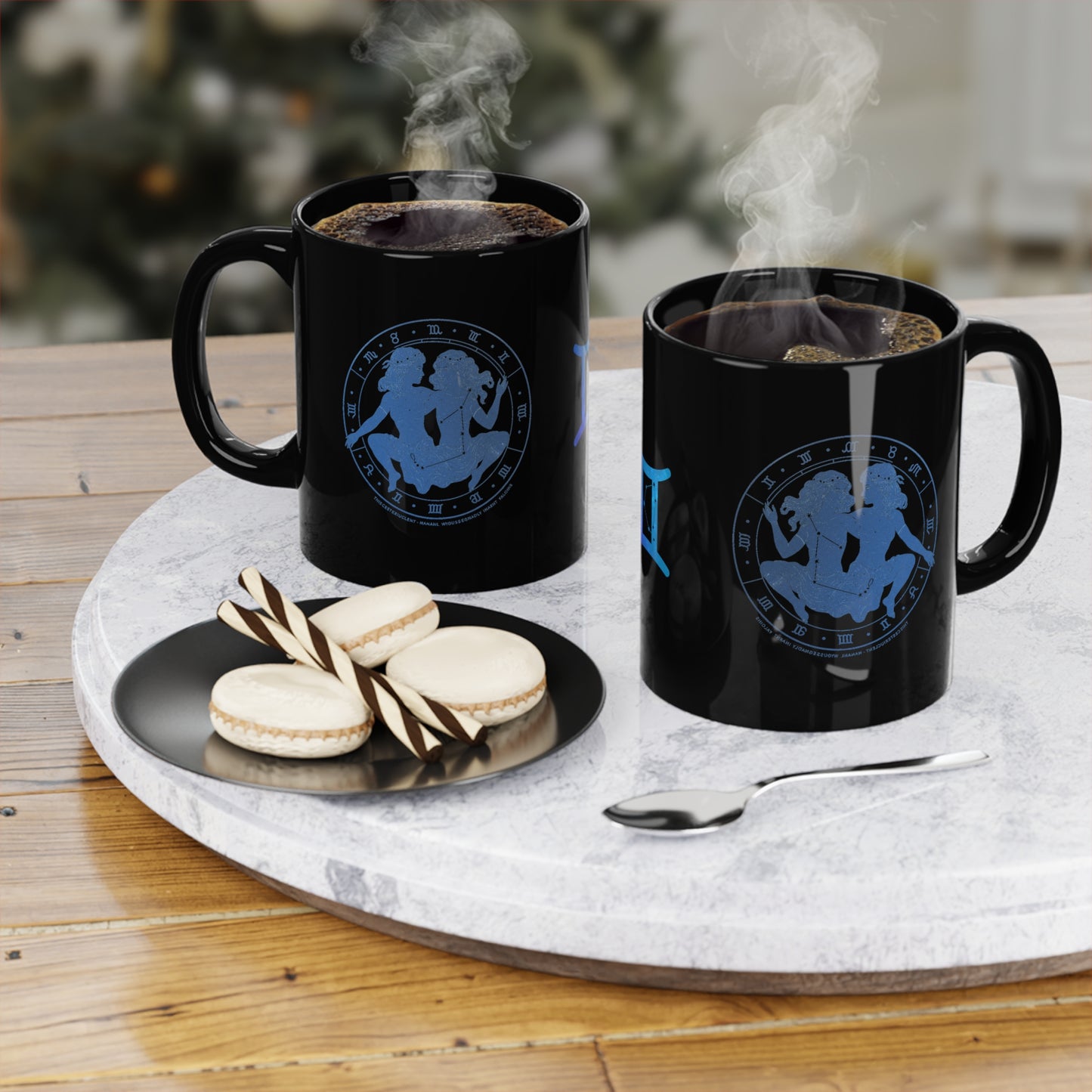 Gemini Zodiac Black Coffee Mug, Astrology Gift, 11oz Horoscope Mug, Celestial Decor, Unique Star Sign Mug, Birthday Gift for Gemini