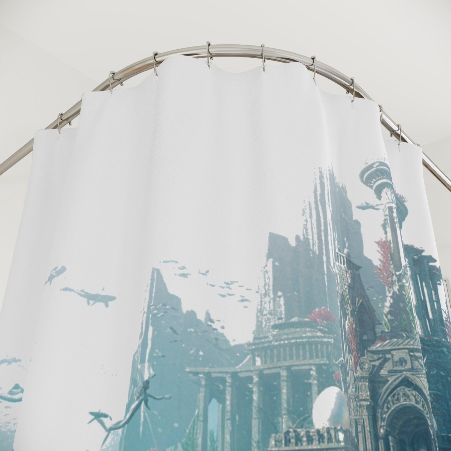 Mystic Atlan Fantasy Shower Curtain: Edgy Realm Edition