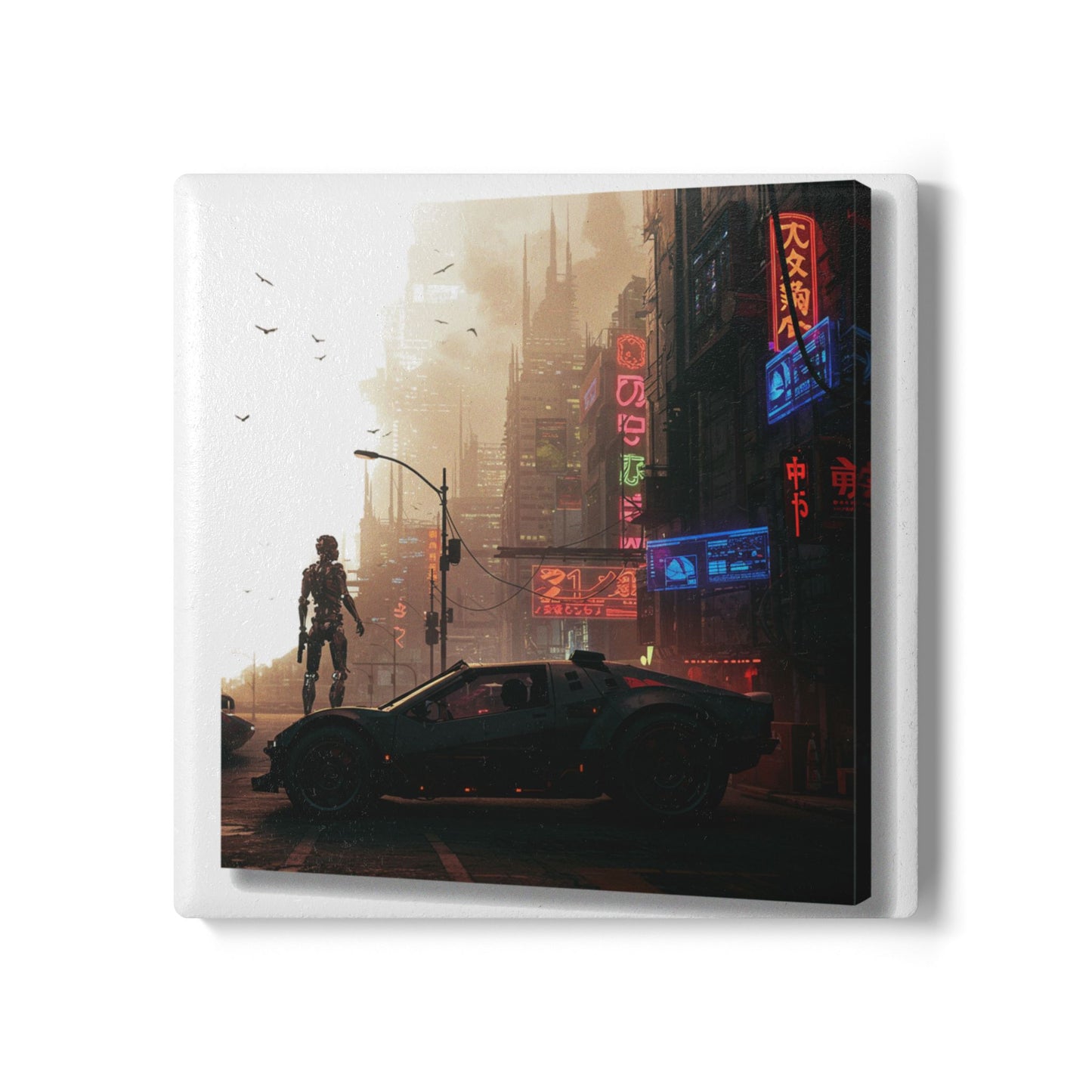 Cyberpunk Dreams Ceramic Coaster – Casual Style #13