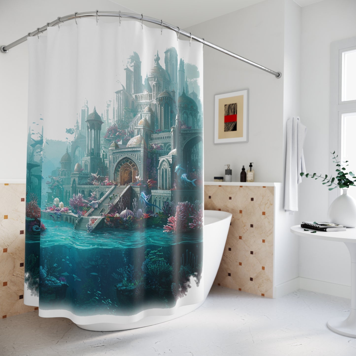 Mystic Atlantean Epic Shower Curtain - Edgy Fantasy Style