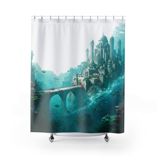 Mystic Atlan Fantasy Shower Curtain: Edgy Elegance Unleashed