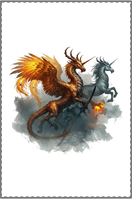 Mythical Shadows: Beastly Visions Satin Poster