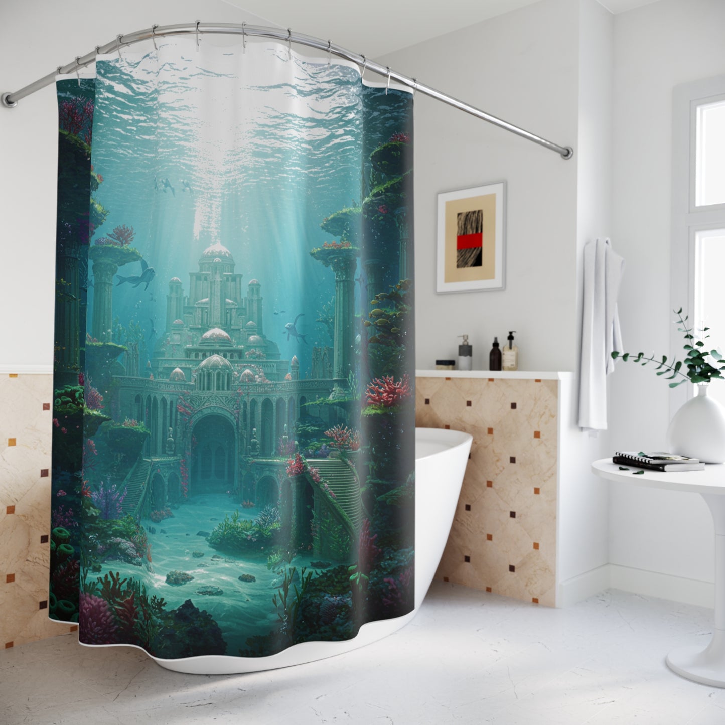 Mystic Atlan Epic Fantasy Shower Curtain - Edge of Adventure