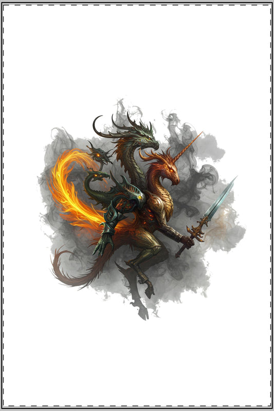 Mystic Shadows: Edgy Mythical Beasts Satin Poster