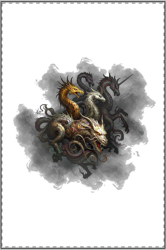 Mystical Beasts Unleashed: Edgy Satin Poster