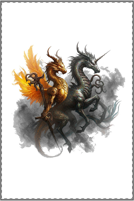 Mystic Shadows: Edgy Mythical Beasts Satin Poster
